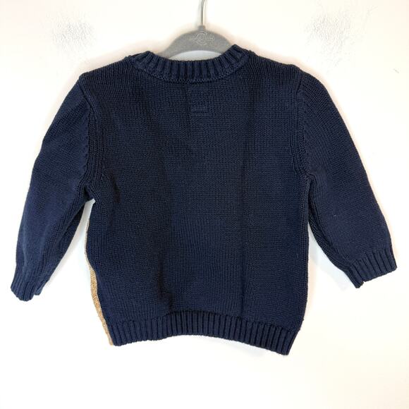Baby GAP Boys Bear Sweater In Navy Tan Size 6-12 Months - Picture 4 of 6